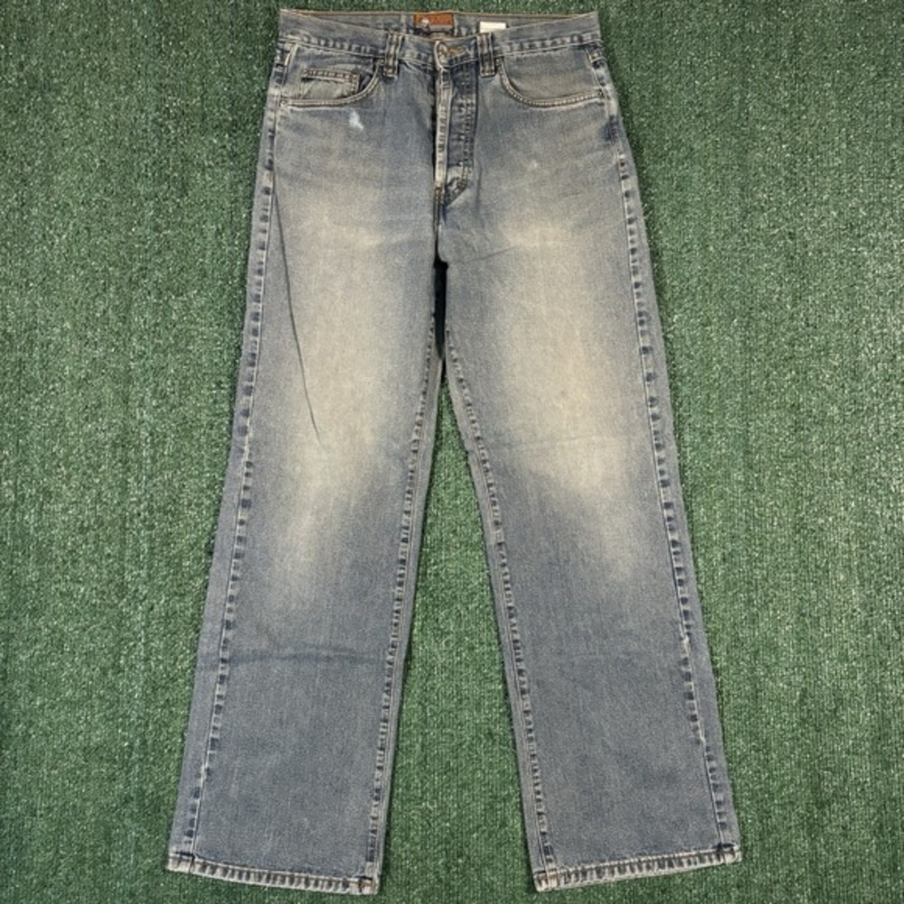 Bulldog Straight Leg Jeans Mens 32 Blue‎ Good Condition Made in USA Button Fly